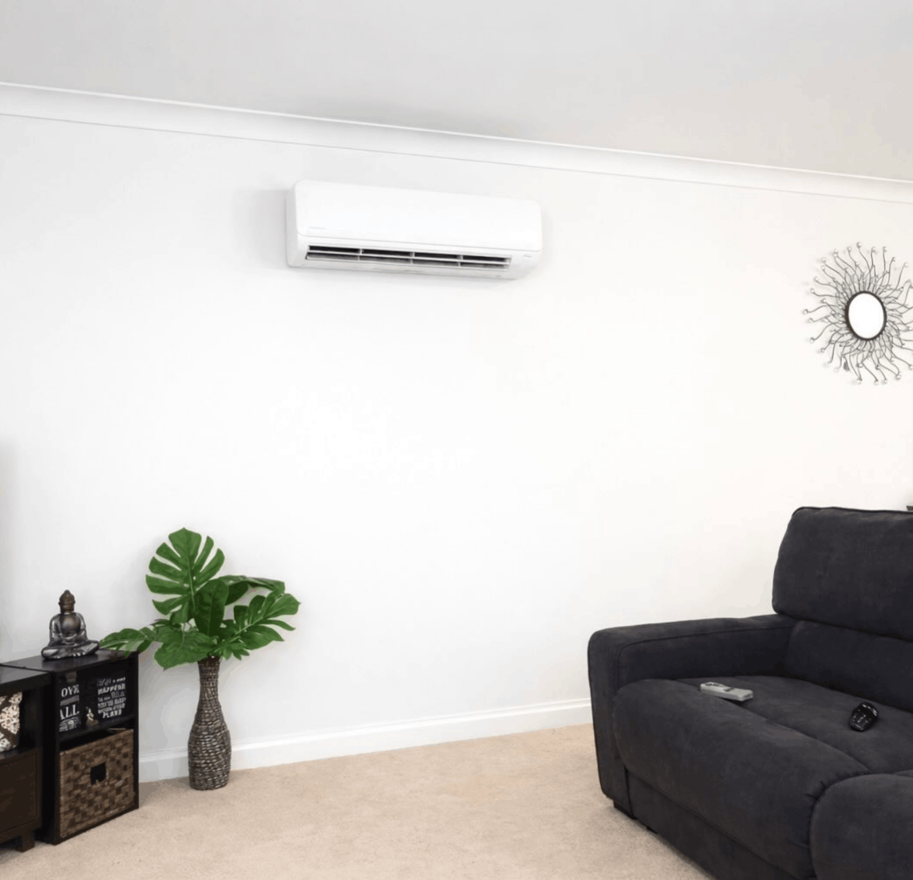 Completed split system air conditioning install in a Broken Hill living room